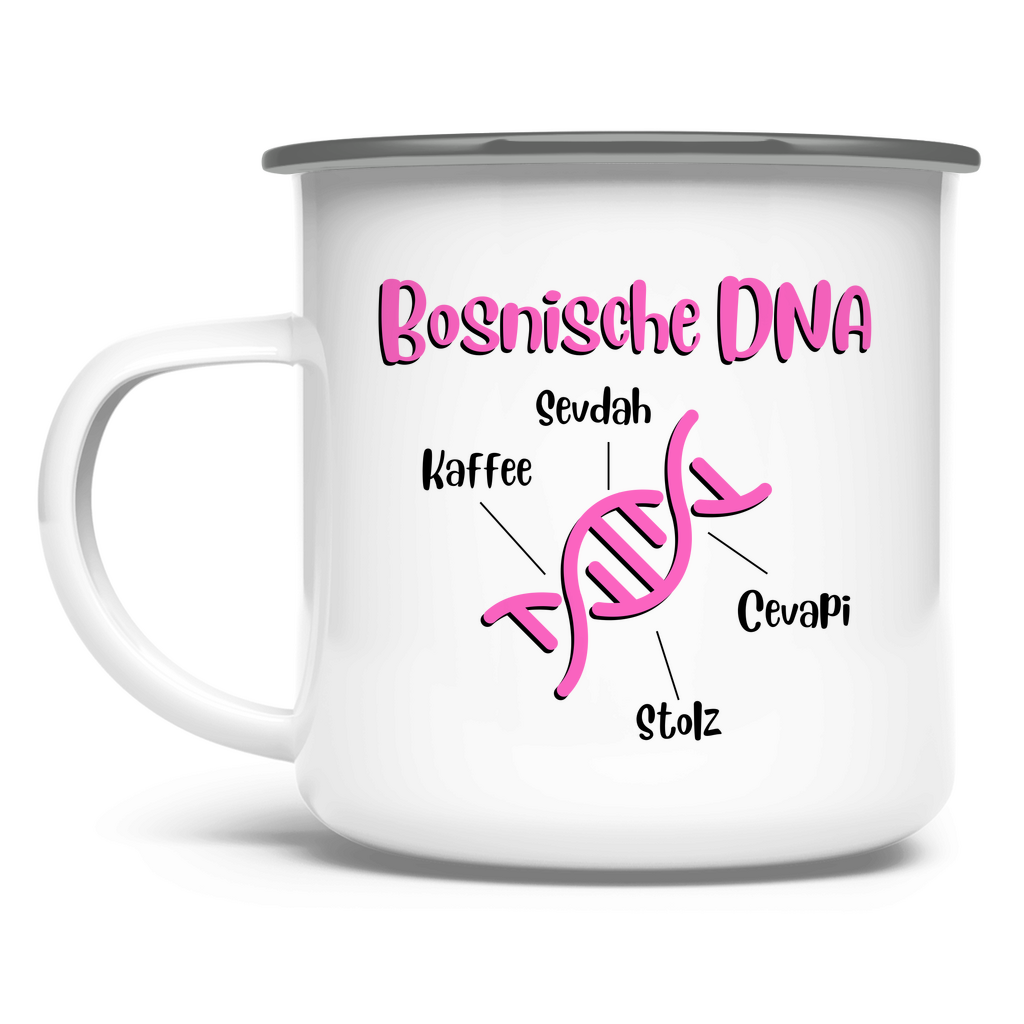 Bosnische DNA Emaille Tasse