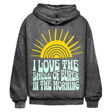 Oversize Washed Hoodie Smell of Burek - black