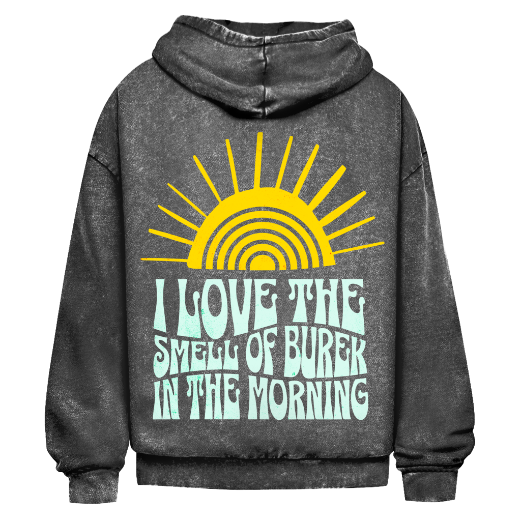 Oversize Washed Hoodie Smell of Burek - black
