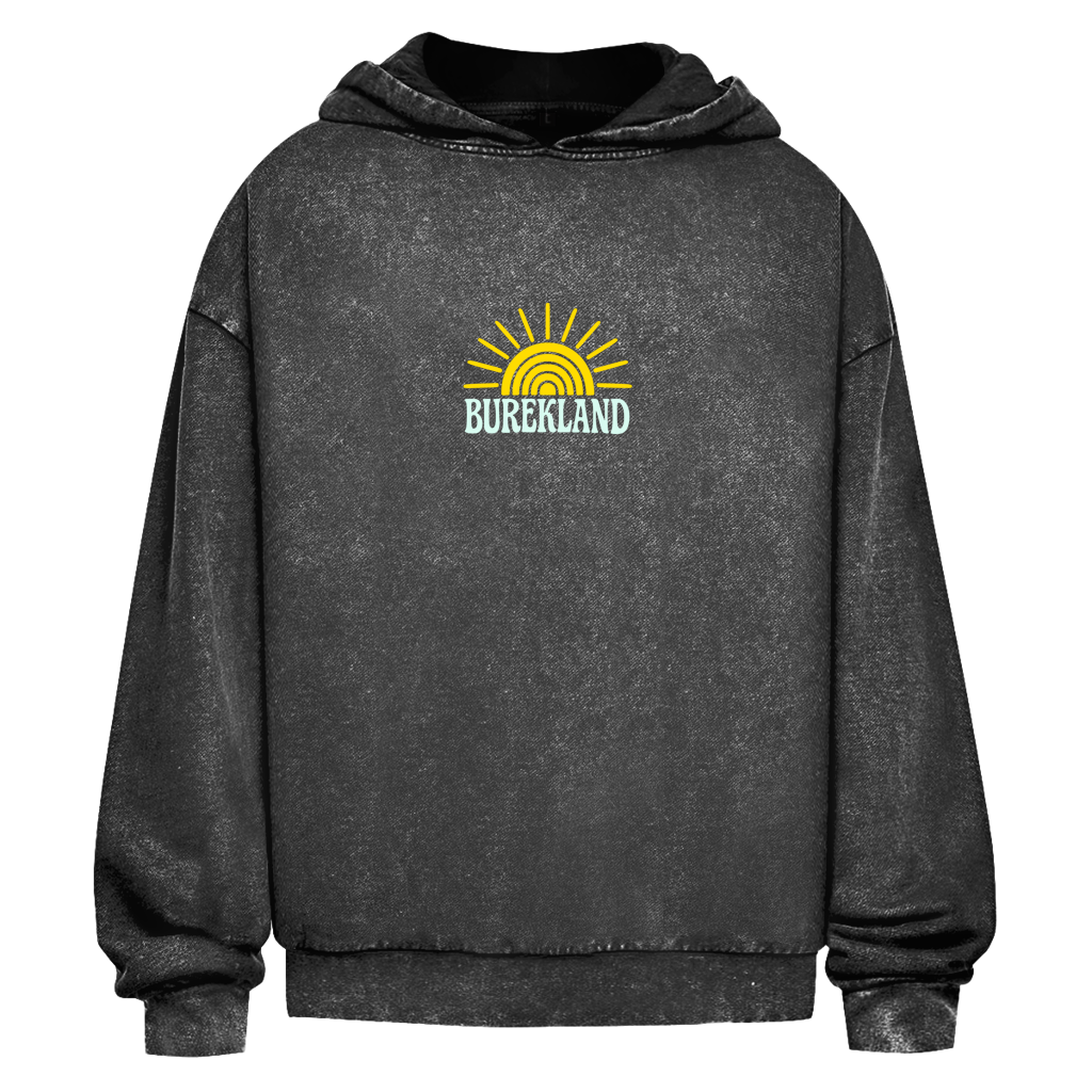 Oversize Washed Hoodie Smell of Burek - black