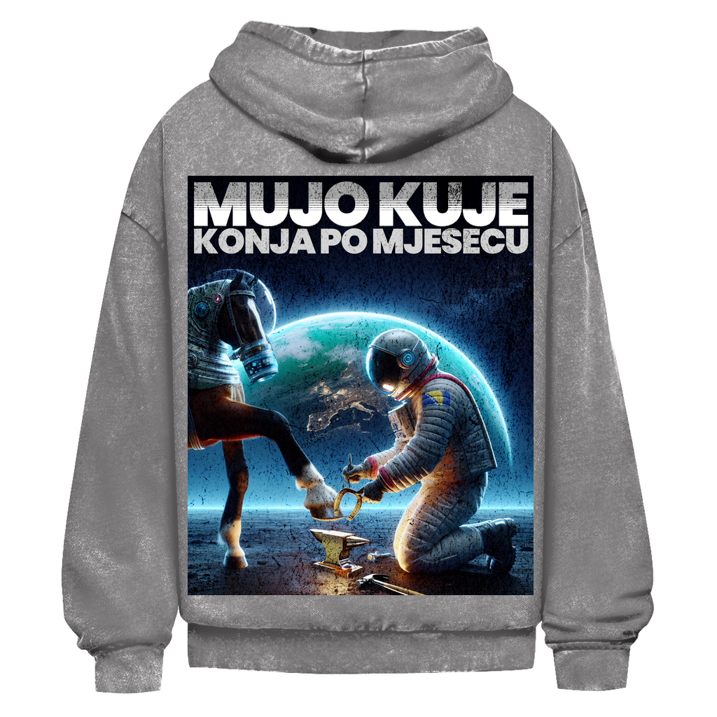Mujo kuje Verwaschener Oversize-Hoodie hinten Design