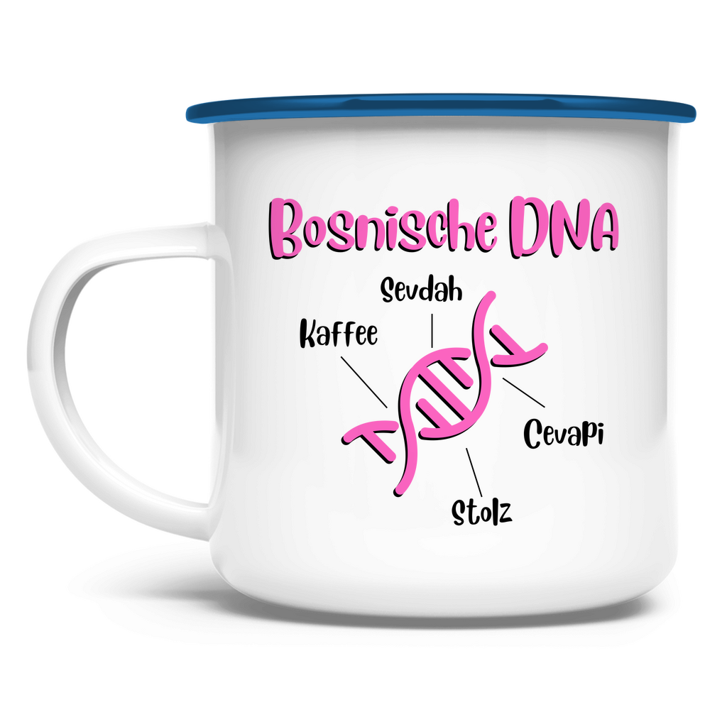 Bosnische DNA Emaille Tasse