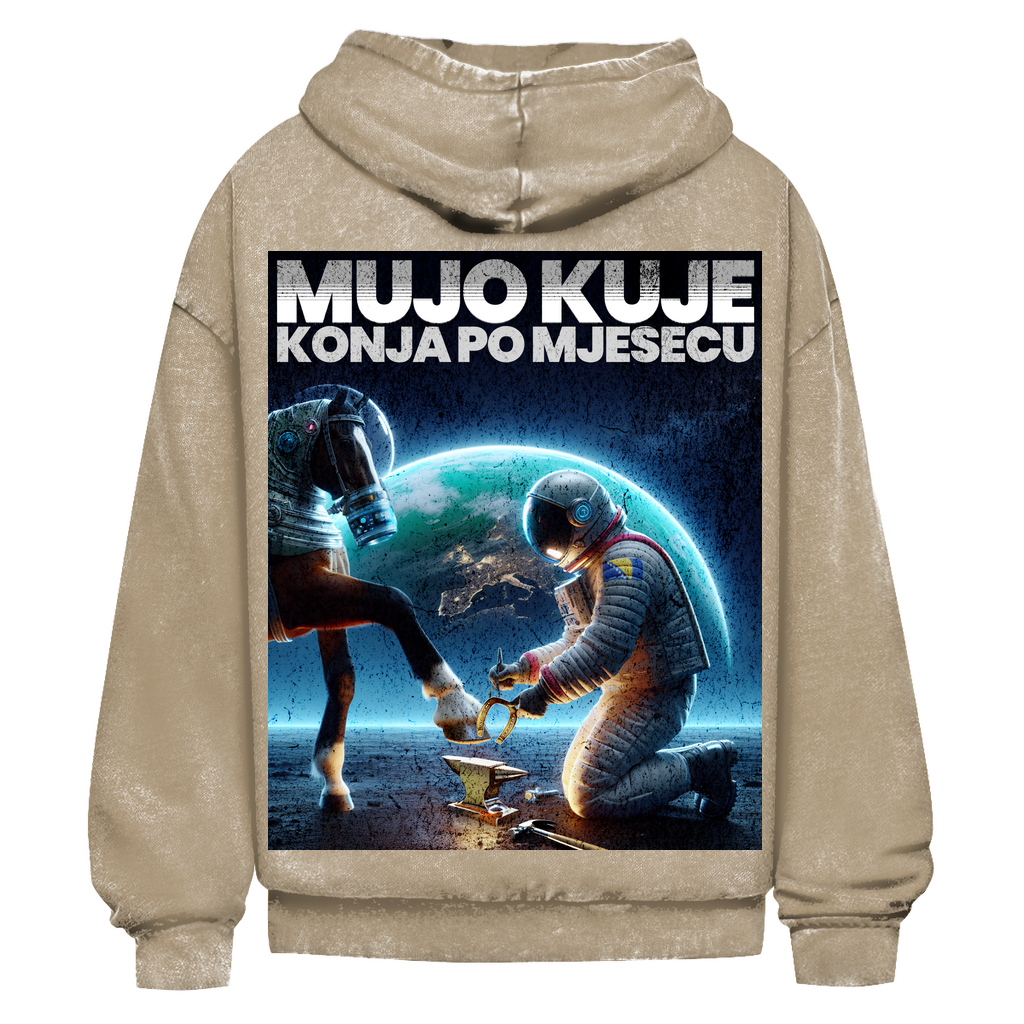 Mujo kuje Verwaschener Oversize-Hoodie hinten Design