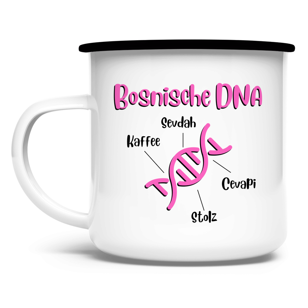 Bosnische DNA Emaille Tasse