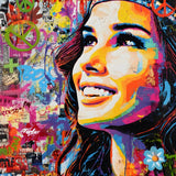 Klebeposter Hippie-Frau Y04