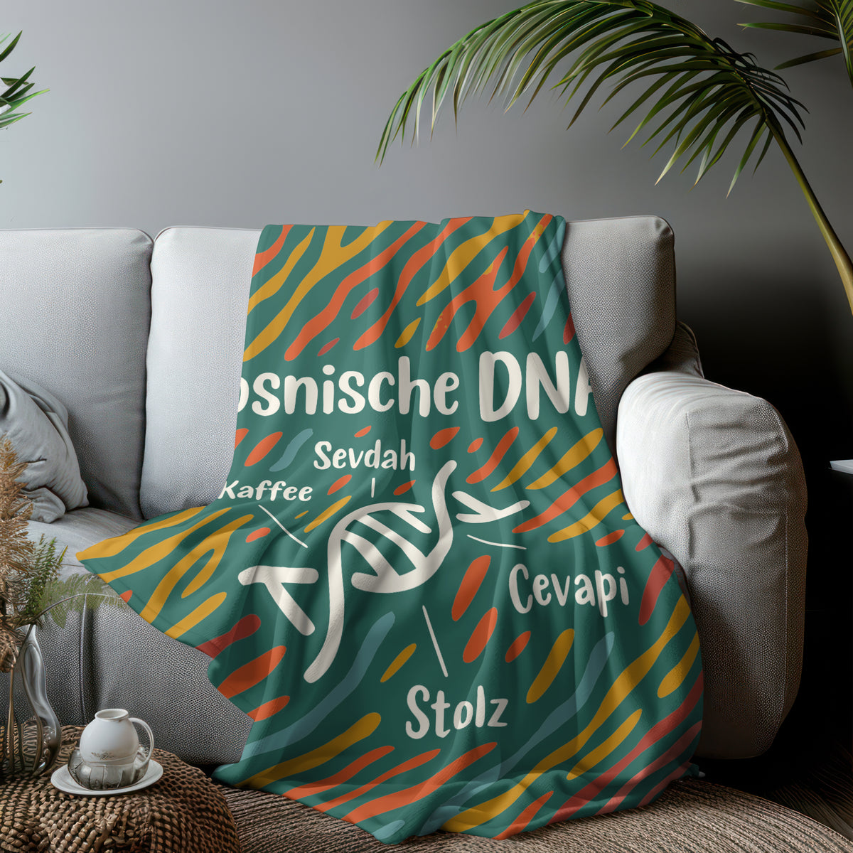 Bosnische DNA Premium Decke – Kuscheldecke Bosnien Geschenk