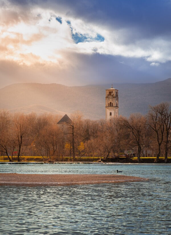 Die Una bei Bihać im goldenen Spätherbst Poster