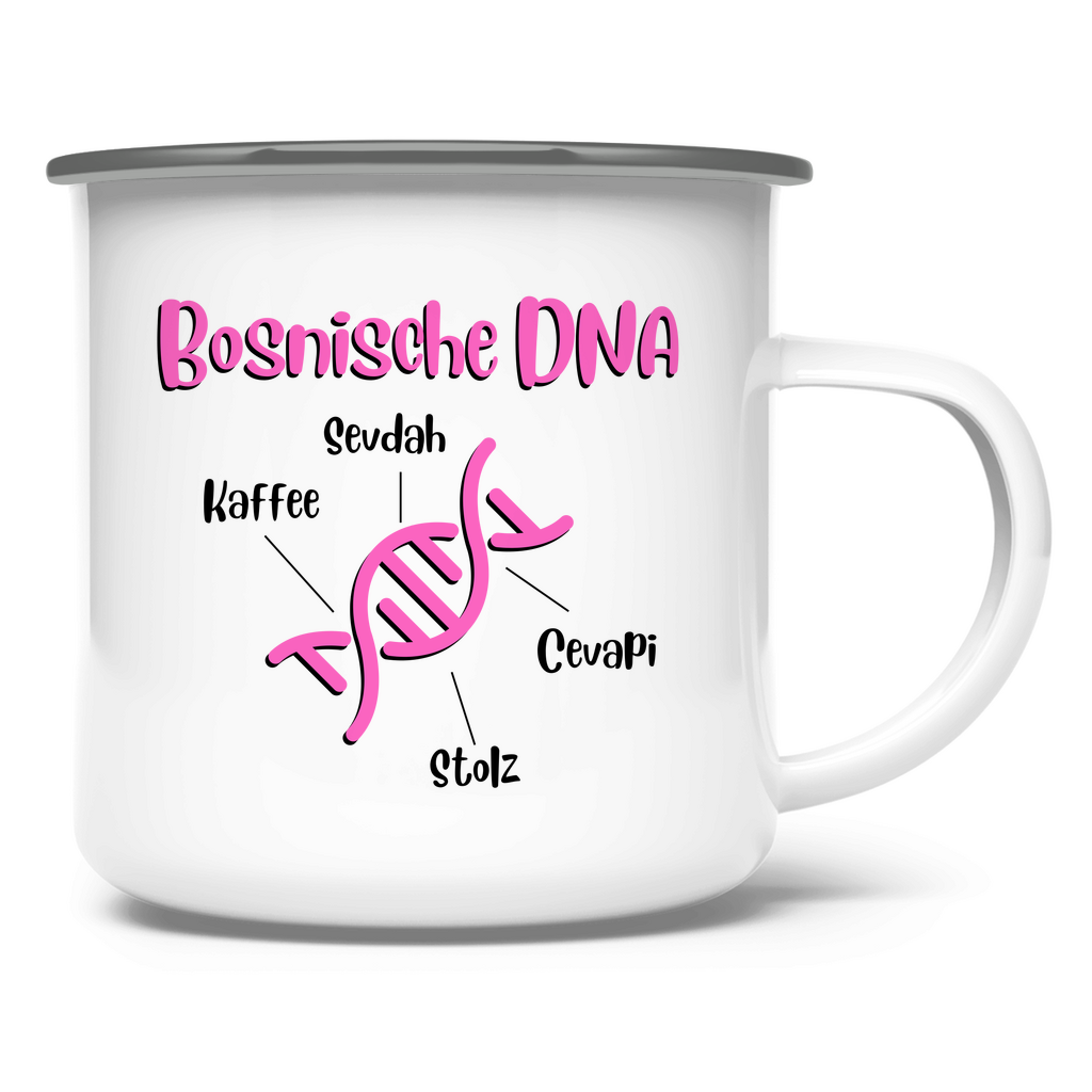 Bosnische DNA Emaille Tasse